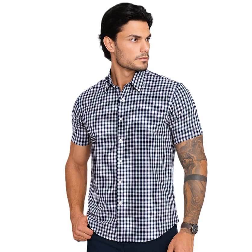 Camisa Xadrez Masculina Social Manga Curta Não Amassa Agro Festa Junina