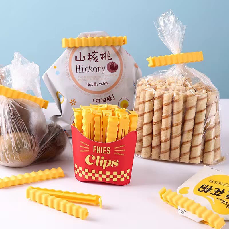 Kit 12 Clipes de Vedação Formato Batata Frita Seladores Para Embalagens de Alimentos com Ímã