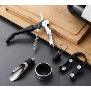 Kit Para Vinho Com 4 Peças Com Saca Rolha Abridor De Rolha