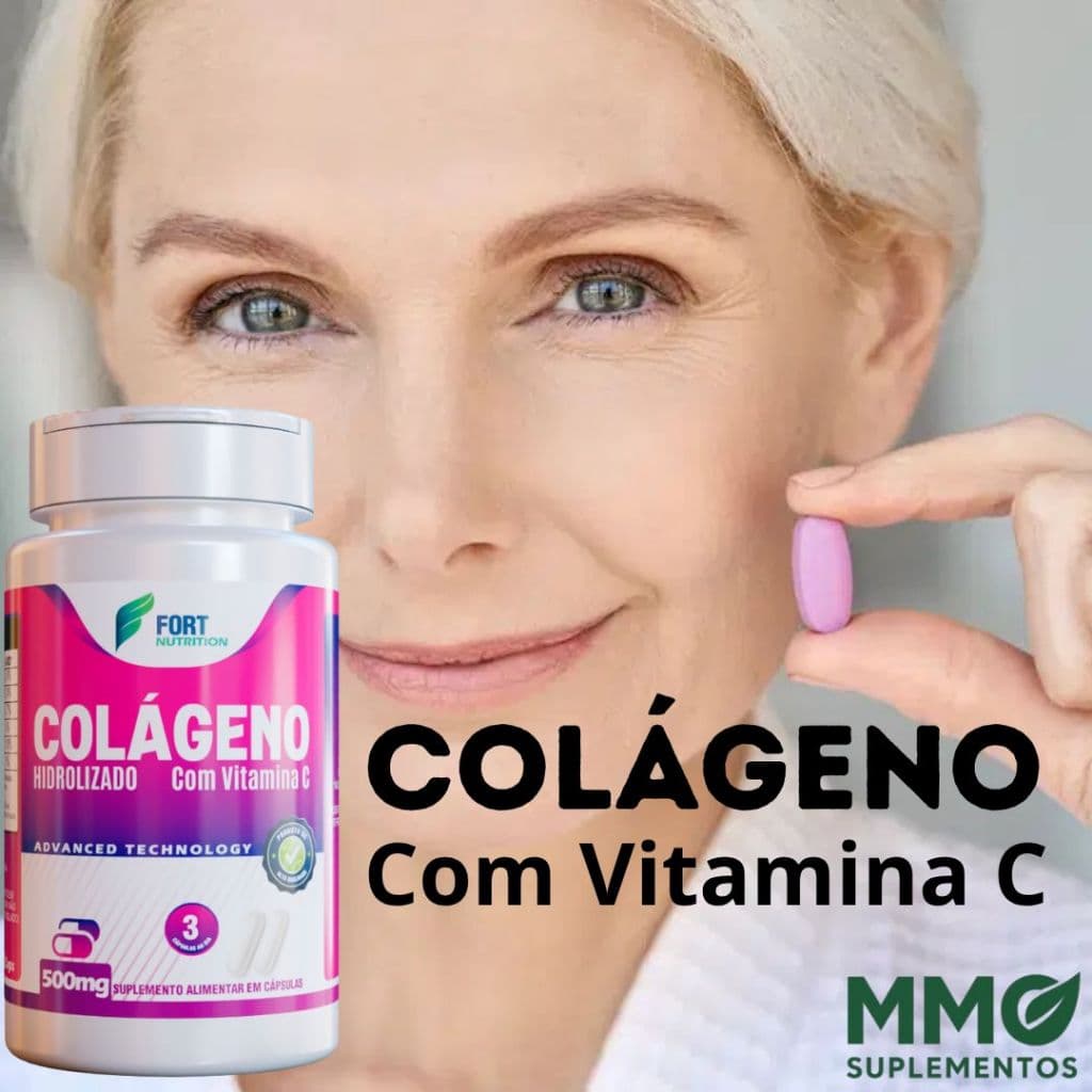Colágeno Hidrolisado com Vitamina C - Original - Natural - 120 Cápsulas