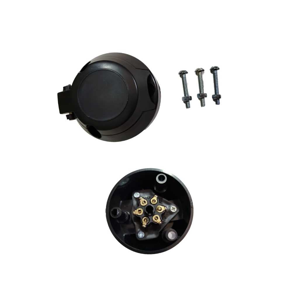 TOMADA FEMEA 6 POLOS PARA ENGATE REBOQUE PRETO ACABAMENTO ACETINADO