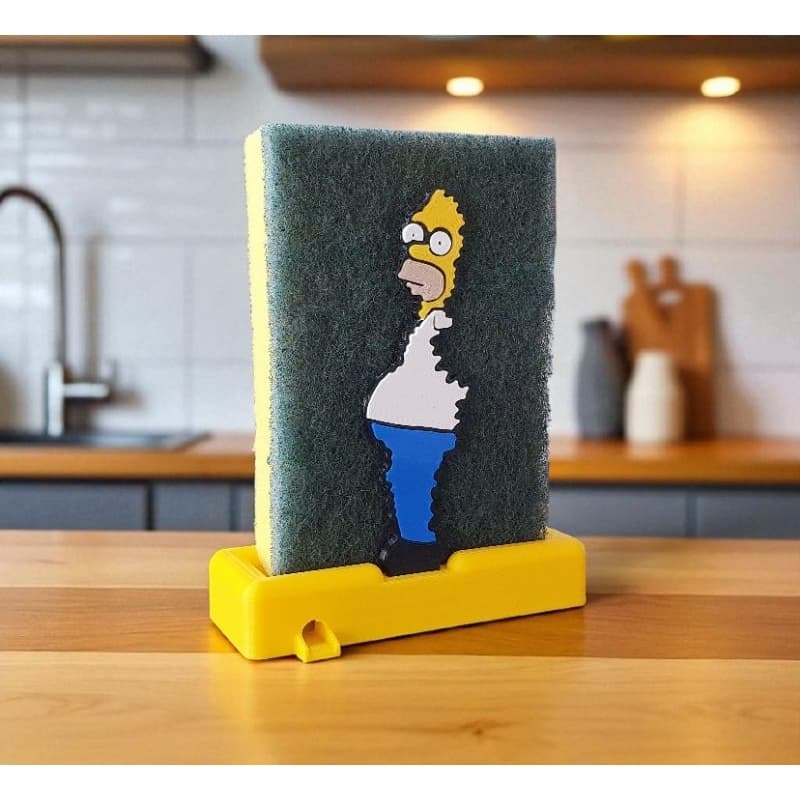 Suporte Para Bucha De Cozinha Tema Homer Simpson. Decoração, Miniatura, Escultura, Presente