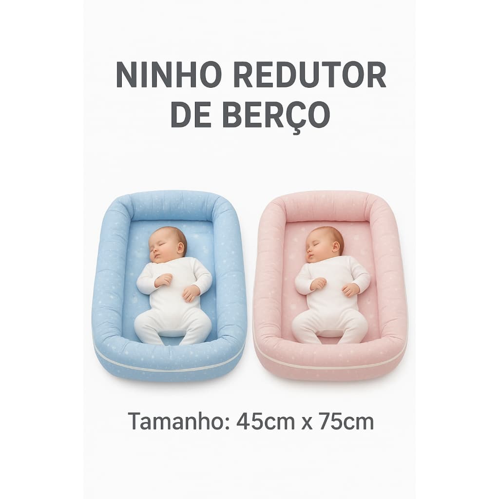 Ninho Redutor de Berço – 100% Algodão, Zíper Fácil, 45×75 cm – Aconchego Seguro