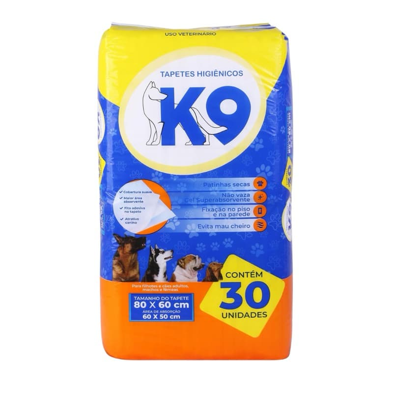 Tapete Higiênico K9 30 Unidades 80x60cm