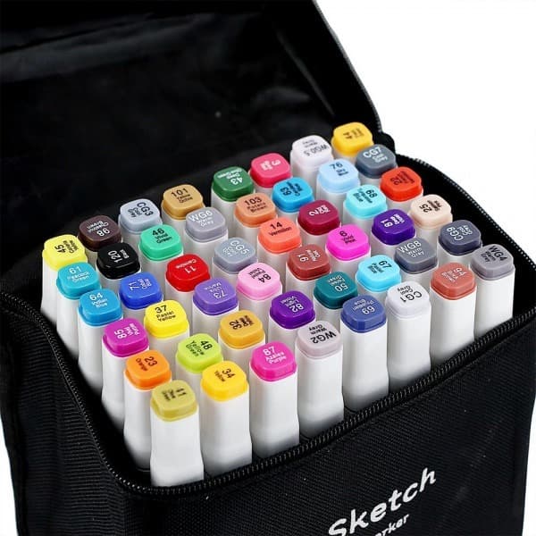 Estojo 24-60-80 Canetinhas Marcadores Marca Texto Ponta Dupla Fino para Colorir pintar brincar aquarela