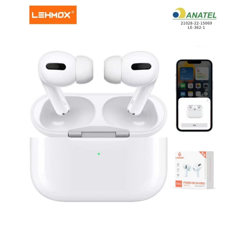 Fone Ouvido Bluetooth Sem Fio Lehmox Lelong 5.3 Som Microfone Controle Remoto Cancelamento Ruído Branco TWS Estéreo