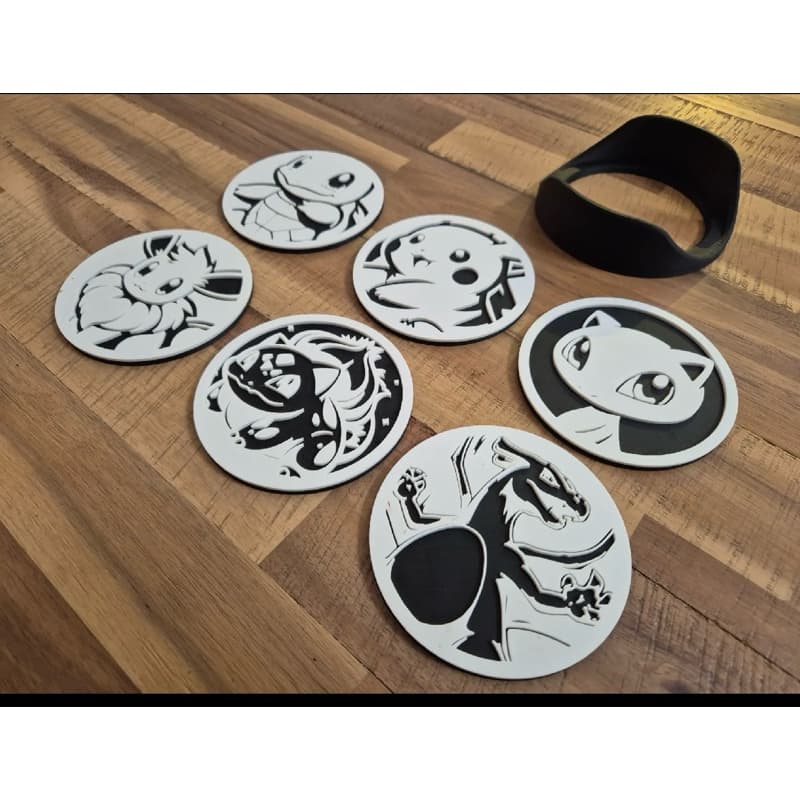 KIT 6 Porta-copos Pokémon em 3D – Charizard, Pikachu, Mew, Eevee e mais | Geek Colecionador