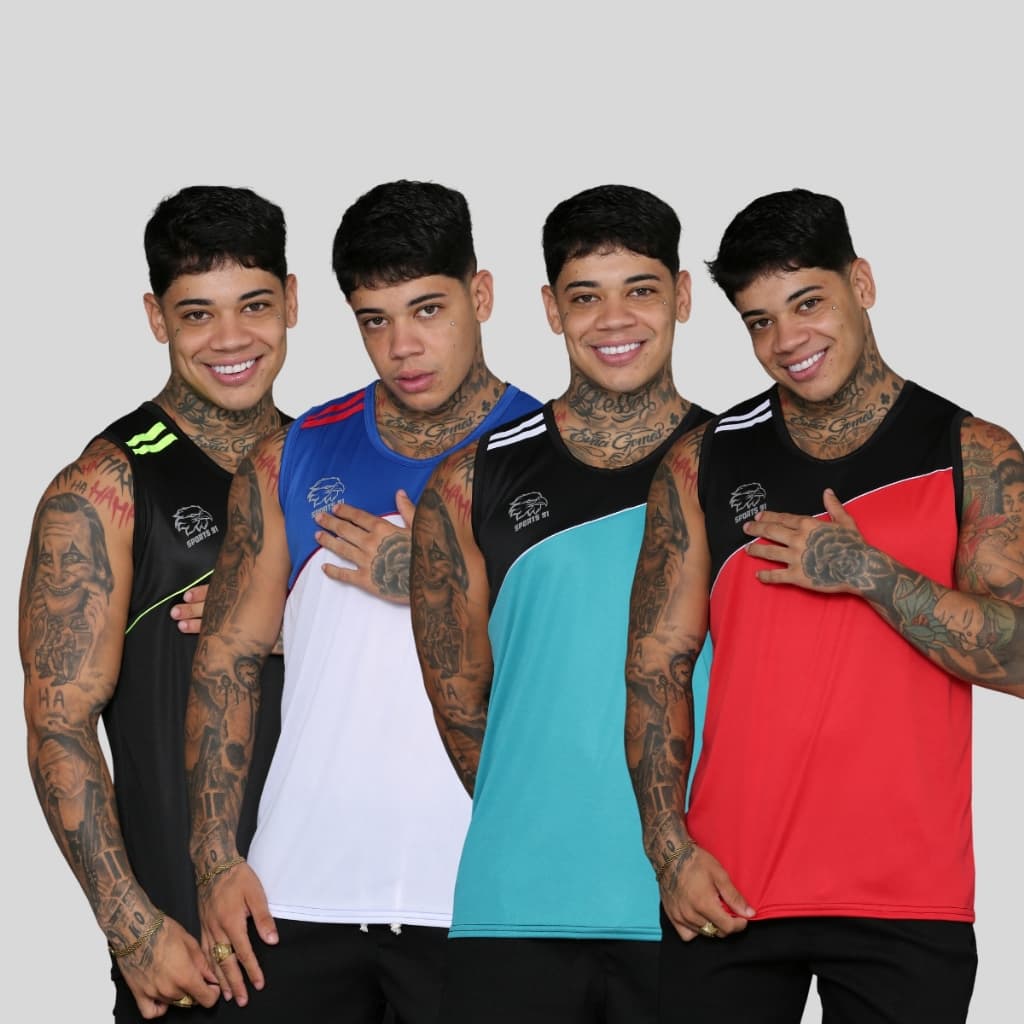 Kit 4 Camisetas Regatas Masculina Esportivas 100% Poliester