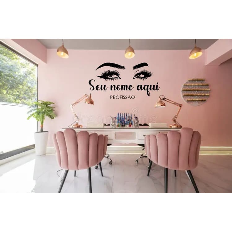 Adesivo de Parede Decorativo "NOME PERSONALIZADO" – Logo Designer de Sobrancelha, Cílios, Lash e Brows