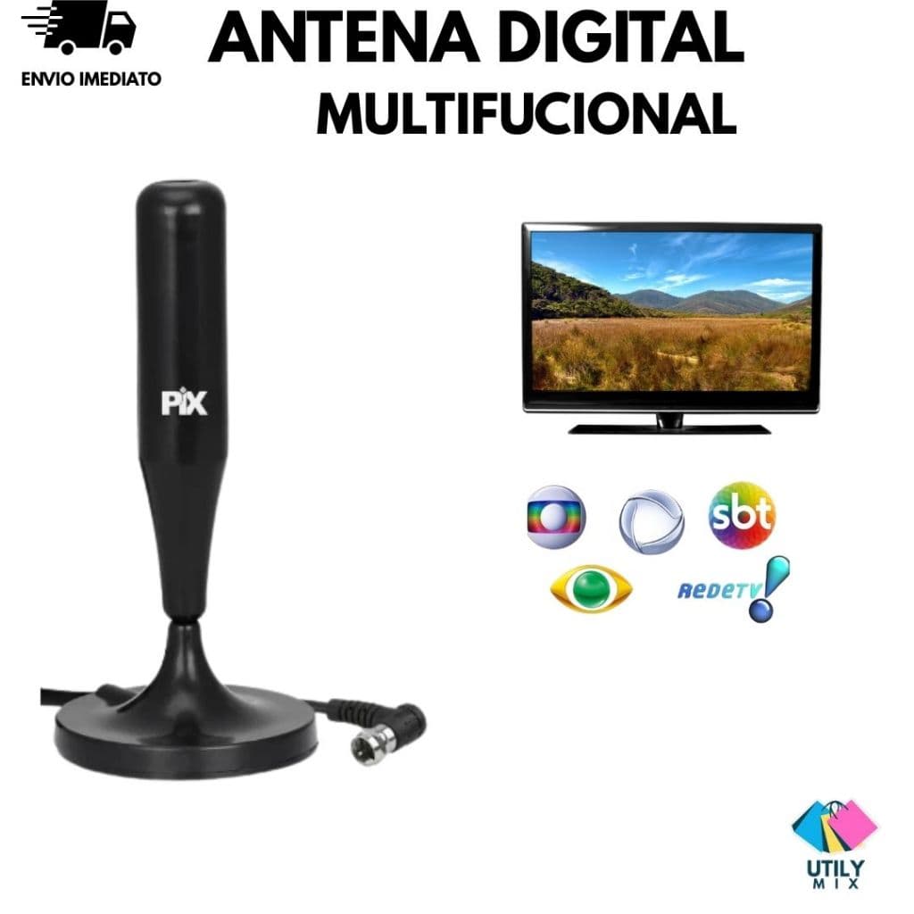 Antena Digital Multifuncional Interna E Externa Para Tv Full Hdtv 4k Base Magnética