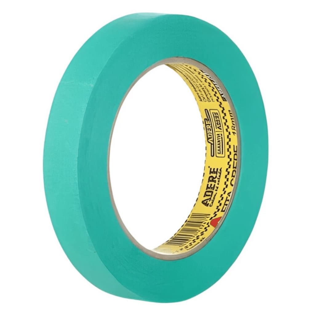 Fitas Crepe Automotiva | Cor Verde | Marca Adere | 18mm x 50m | Resiste a 100 Graus Celsius Por 1H