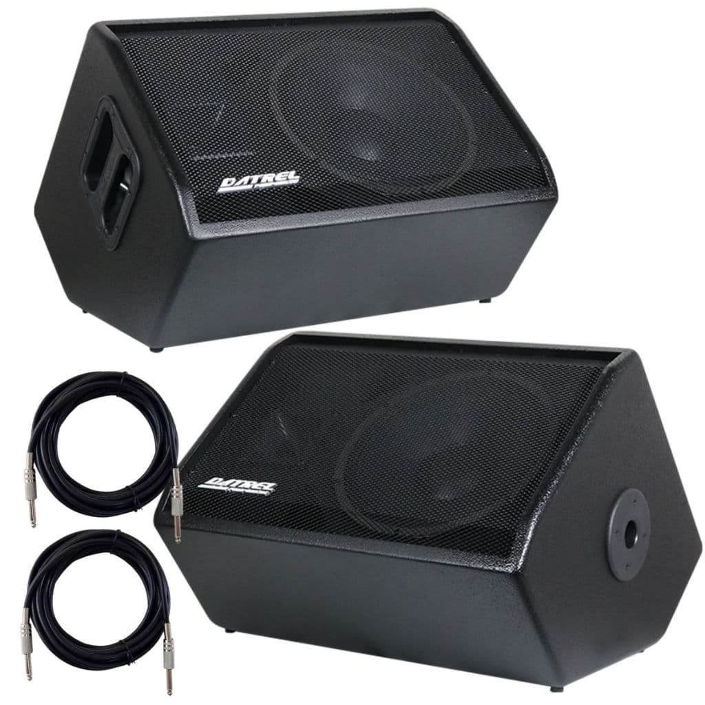 Kit 2 Caixas de Som 500w Rms 12 Polegadas Monitor Passiva Acustica Profissional Retorno Palco + Cabo