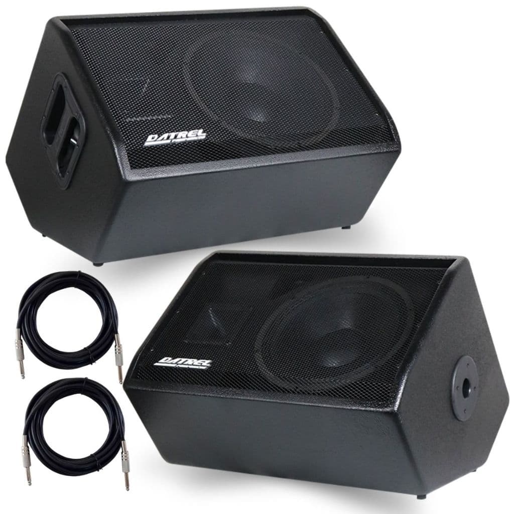 Kit 2 Caixas Som 500w Rms 12 Polegadas Monitor Ativa Amplificada e Passiva Acustica Retorno Palco Profissional + Cabos