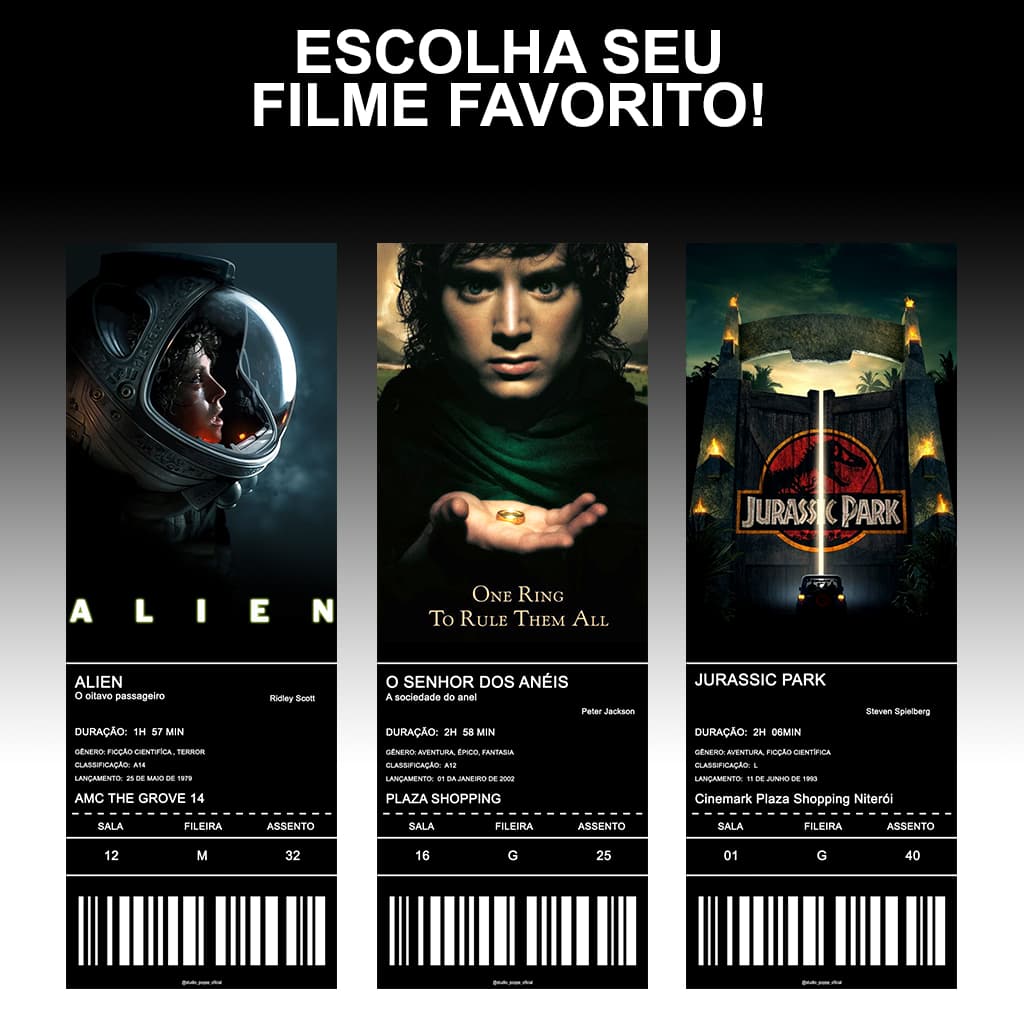 Ingresso Personalizado Colecionável de Filmes – Escolha o Seu