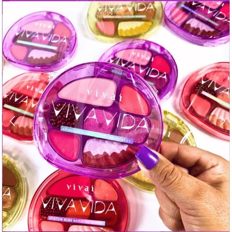 paleta de sombras 7 cores - matte, metálico & glitter vivai shallow eyes
