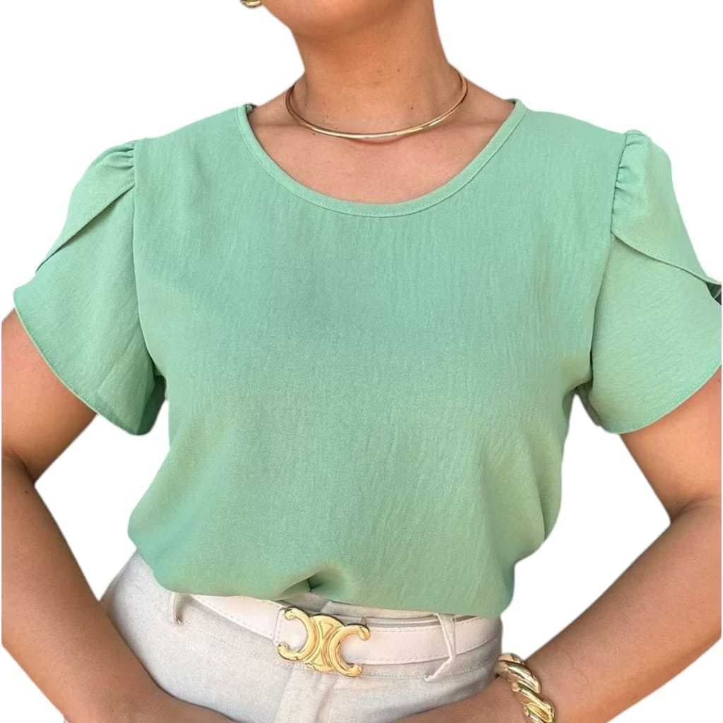 blusa manga curta casual tulipa duna