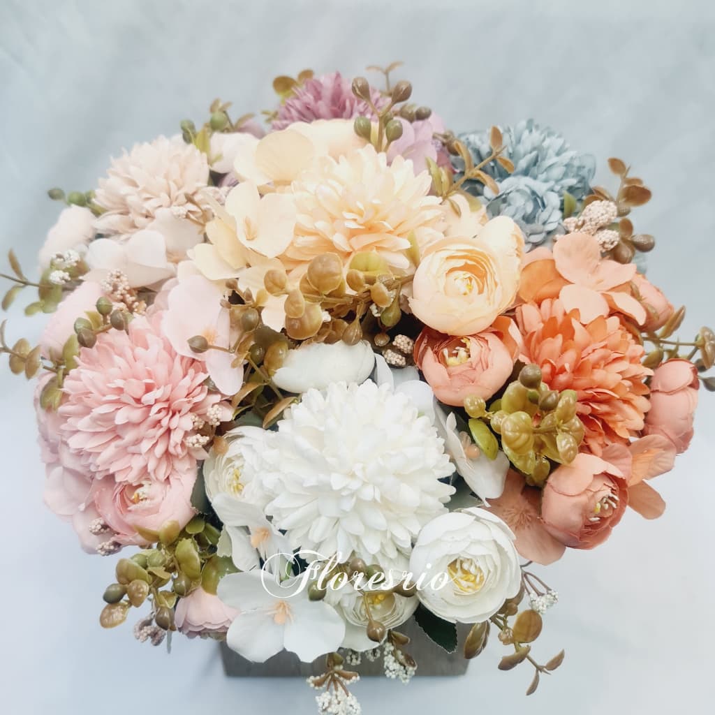 Buquê Crisântemo Artificial Com Mini Rosas P/ Decoração Casamento, Arranjos, Decorar Festas e casa