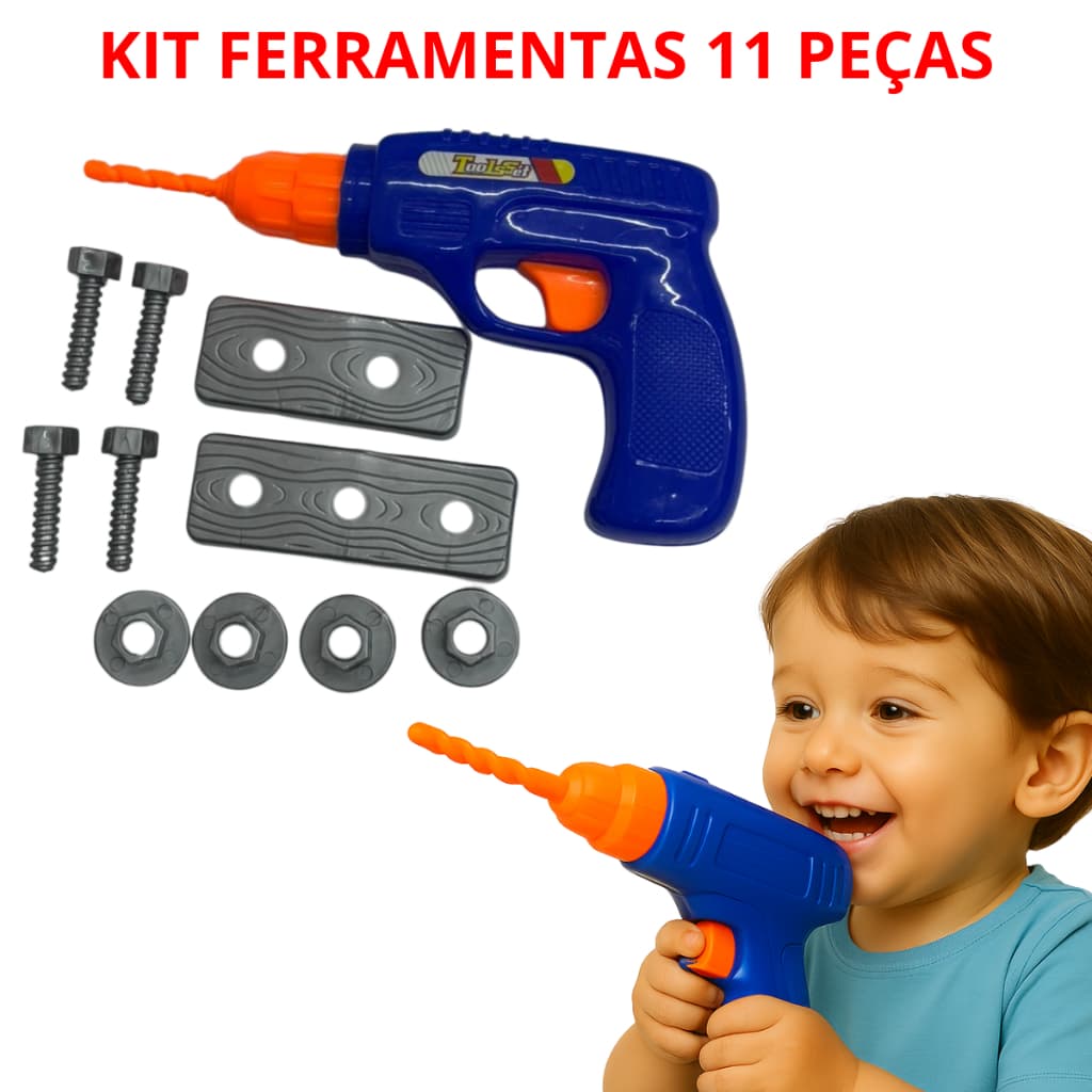 Parafusadeira Infantil Kit Ferramentas Brinquedo Furadeira Construtor Menino
