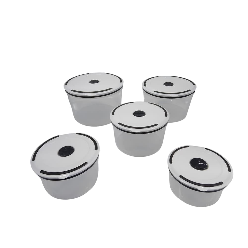 Conjunto 5 Potes Herméticos de Plástico Com Tampa