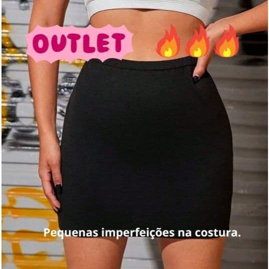 SAIA PRETA SUPLEX CURTA MODELA O CORPO ALTA ELASTICIDADE OUTLET***PEQUENAS IMPERFEIÇÕES NA COSTURA***