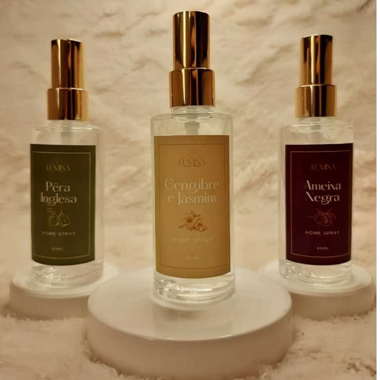Home Spray vidro 60ml válvula dourada