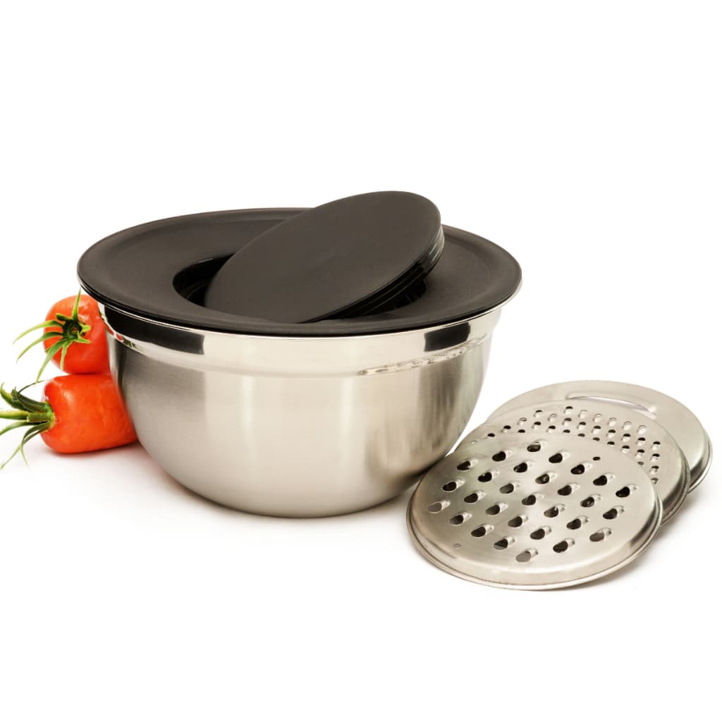 Conjunto Bowl Inox Com Tampa E Ralador Multifuncional 4,5L Tigela pote redondo Cozinha Kit Utensílios  Resistente armaze