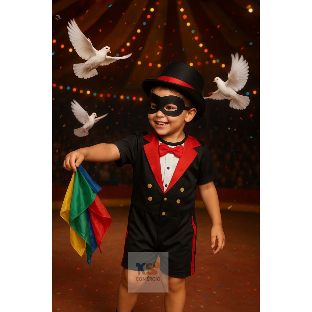 Fantasia Infantil Mágico – Menino 2 a 8 Anos ✨ Carnaval, Halloween, Cosplay – Pronta Entrega Brasil