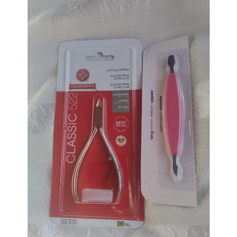 KIT ALICATE PARA CUTICULA MUNDIAL CONTEM 1 ALICATE 522 +1 ESPATULA MERHEJE
