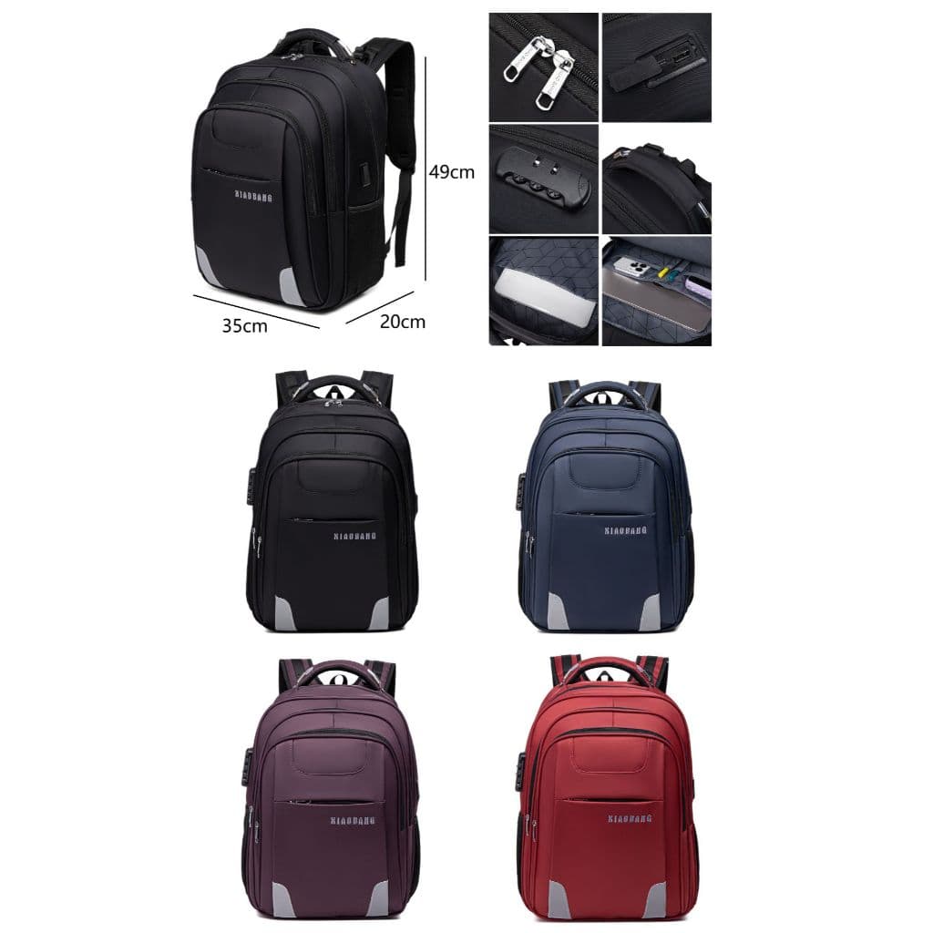 Mochila Alça Reforçada Impermeável Notebook Anti Furto Saida Cabo Aux Usb Fone Ouvido