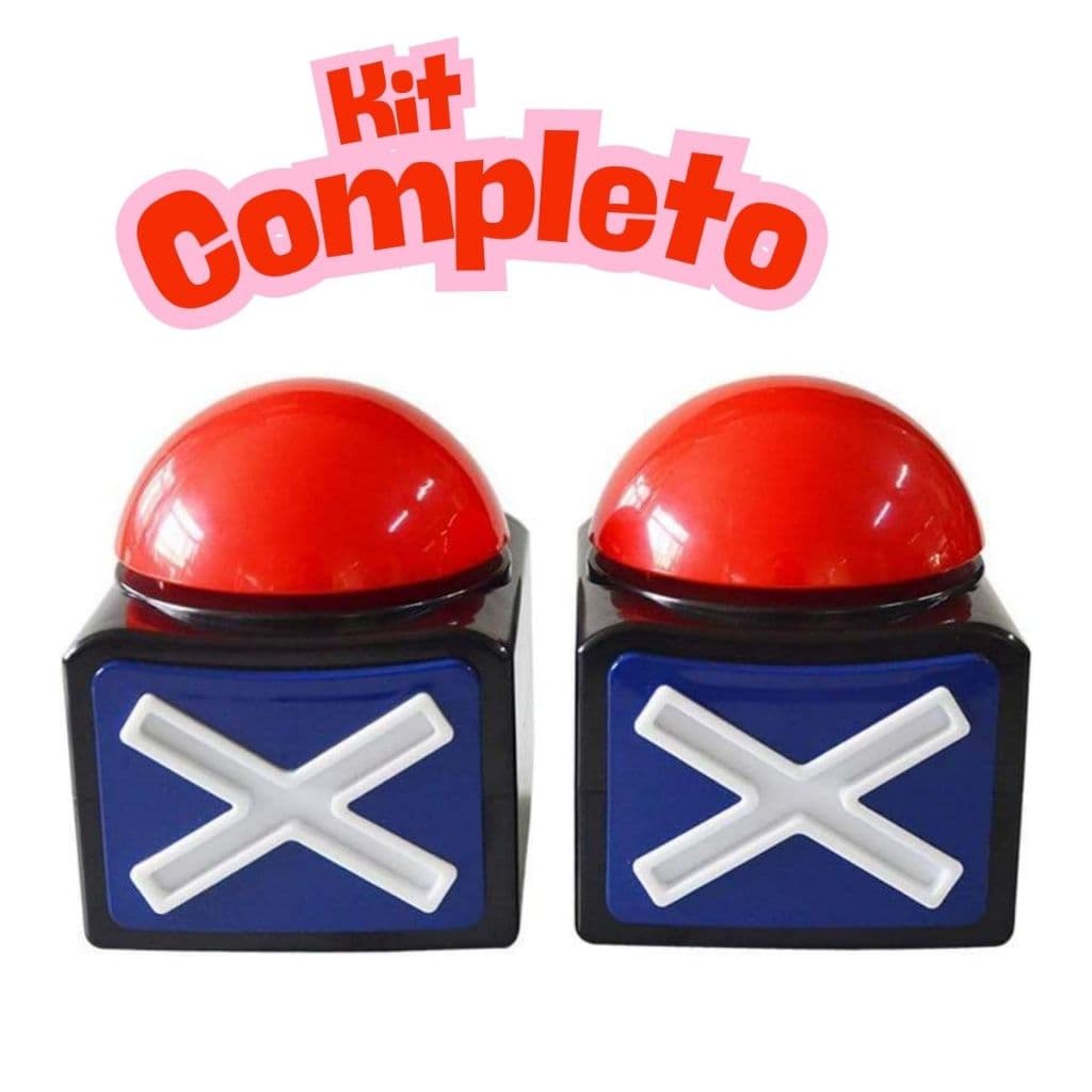 Kit 2 Buzzers  Respostas Interativos c/ Luz & Som – Estilo Passa ou Repassa | Jogos Quiz Família