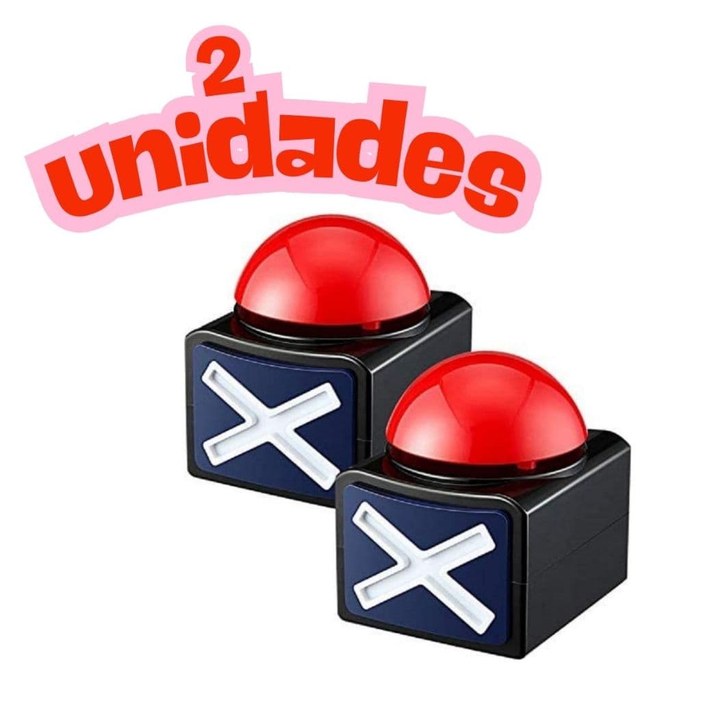 Conjunto 2 Buzzers Educativos – Diversão Torta na Cara | Quiz Infantil Família Luz & Som