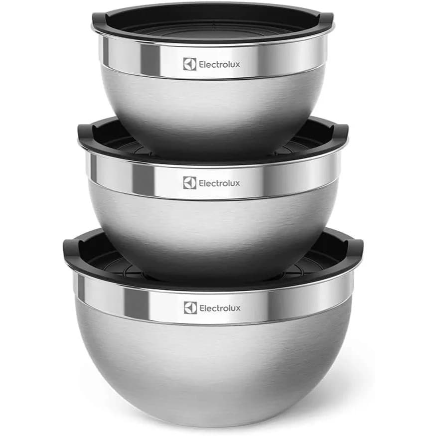 Conjunto de Bowls Tigelas de Inox Electrolux com Tampa Plástica