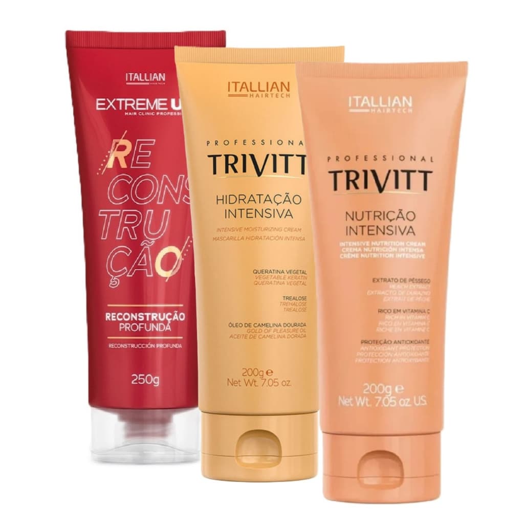 Kit Cronograma Capilar Trivitt/Extreme Up (3 Itens) | Reconstrução, Nutrição e Hidratação
