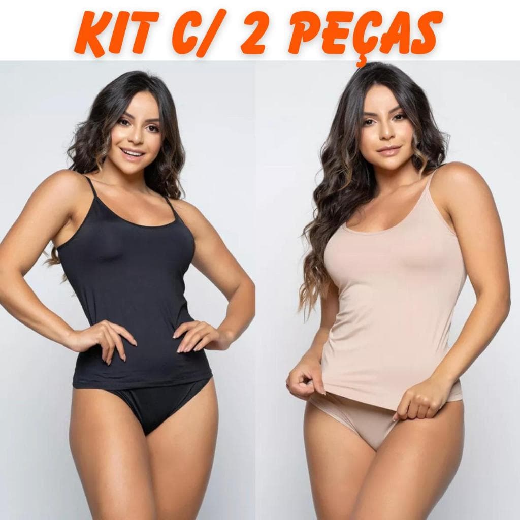 kit Com 2 Blusa Regata Básica Feminina Segunda Pele Blusinha Microfibra Modeladora Anágua Alcinha Regatinha