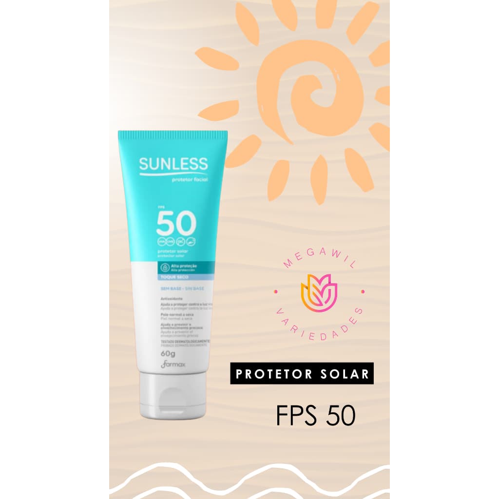 Protetor Solar Facial FPS-50 Toque Seco 60g-Sunless