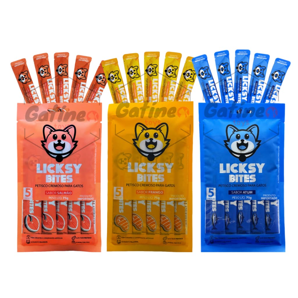 Petisco para Gatos Licksy Bites Creamy Churu Inaba Truly Wanpy Diversos Sabores Frango Atum Salmão