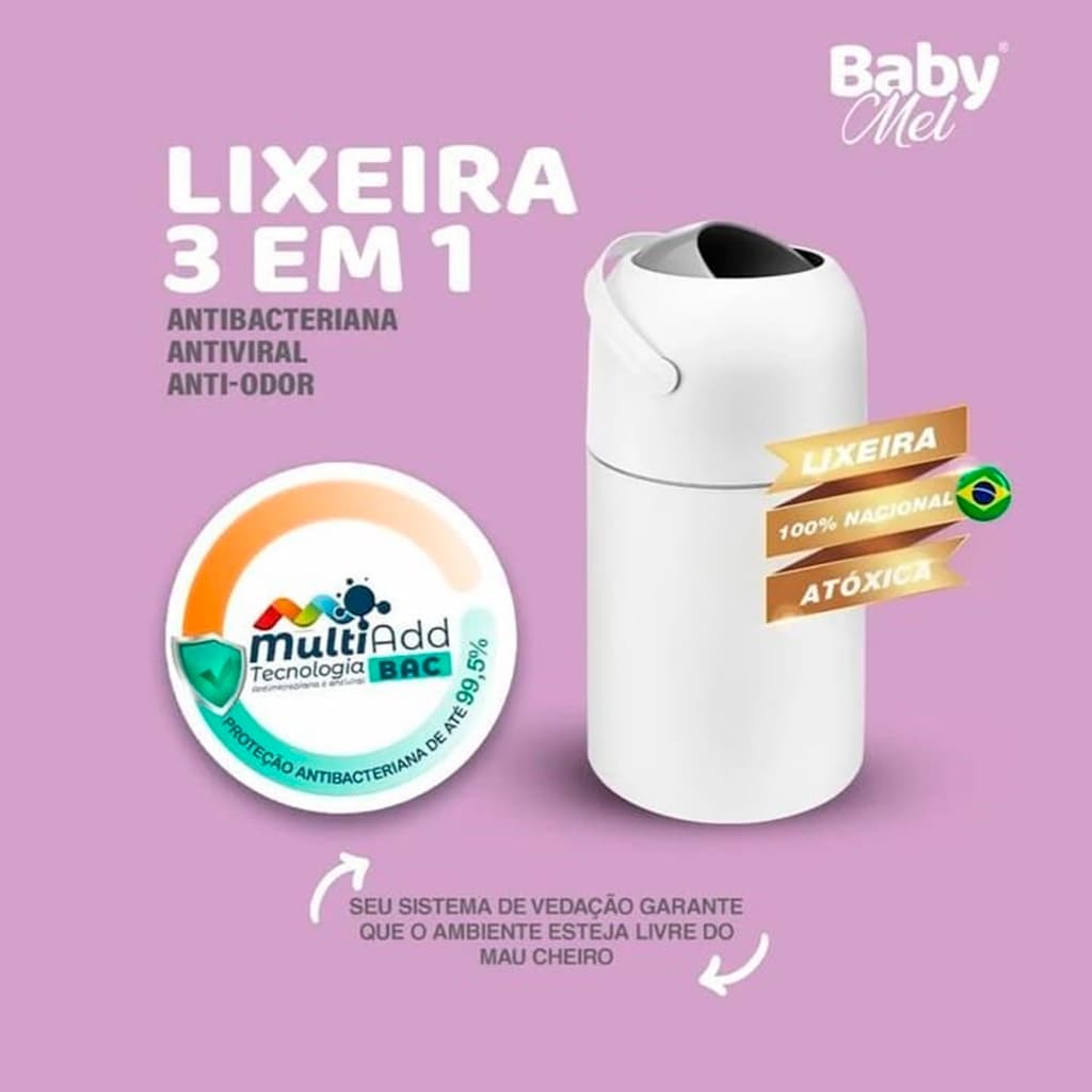Lixeira Antiodor Quarto Bebê Lixo Magico Anti-Odor Fraldas Resíduos Pet Banheiro Cozinha Anti Odor Baby Mel