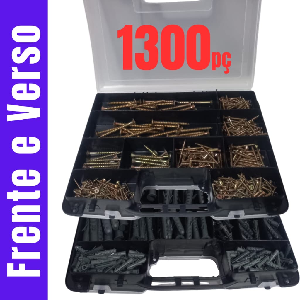 Maleta com Parafusos Chipboard e Bucha 1300pç