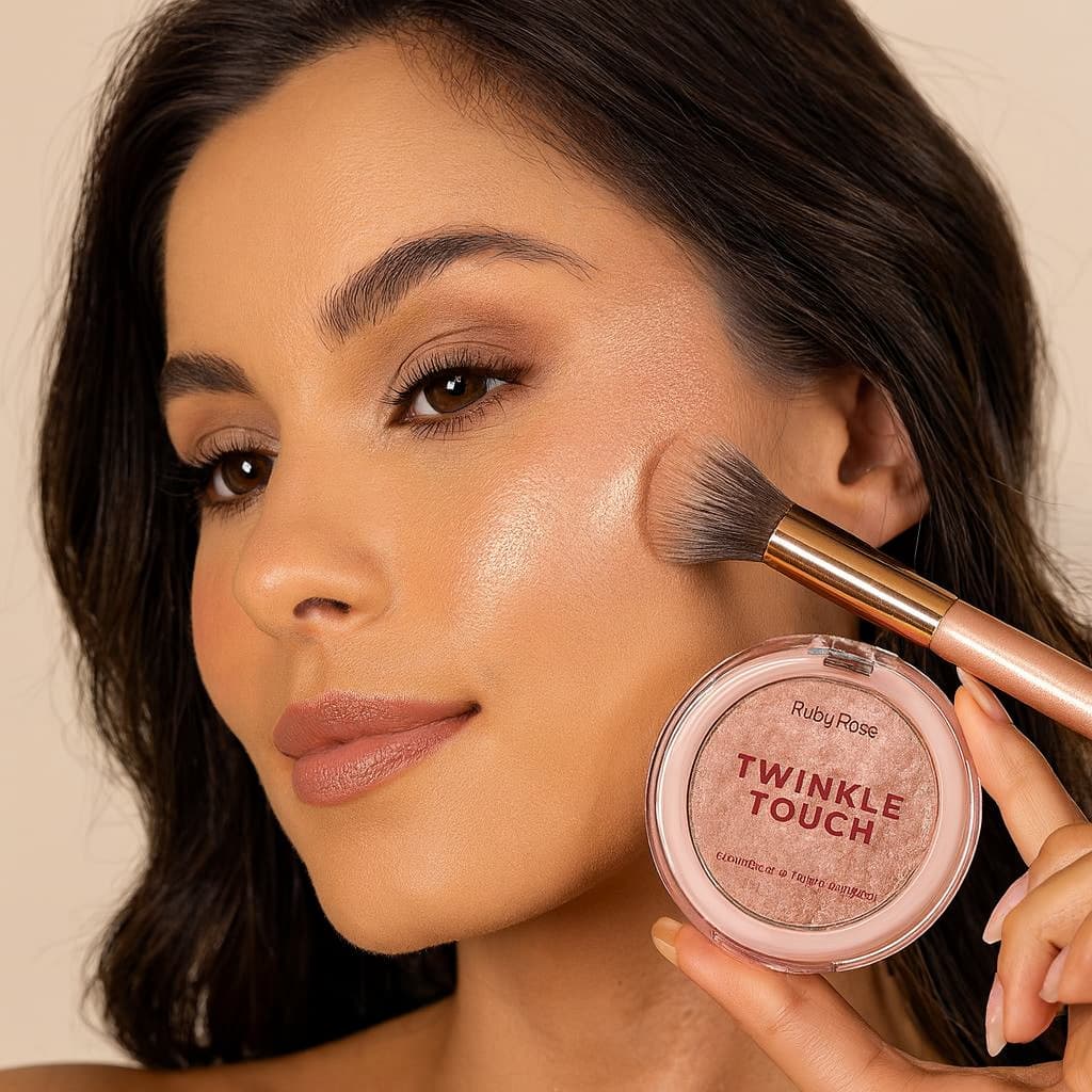 Sombra e Iluminador Ruby Rose Twinkle Touch – Maquiagem Brilho Glow Original