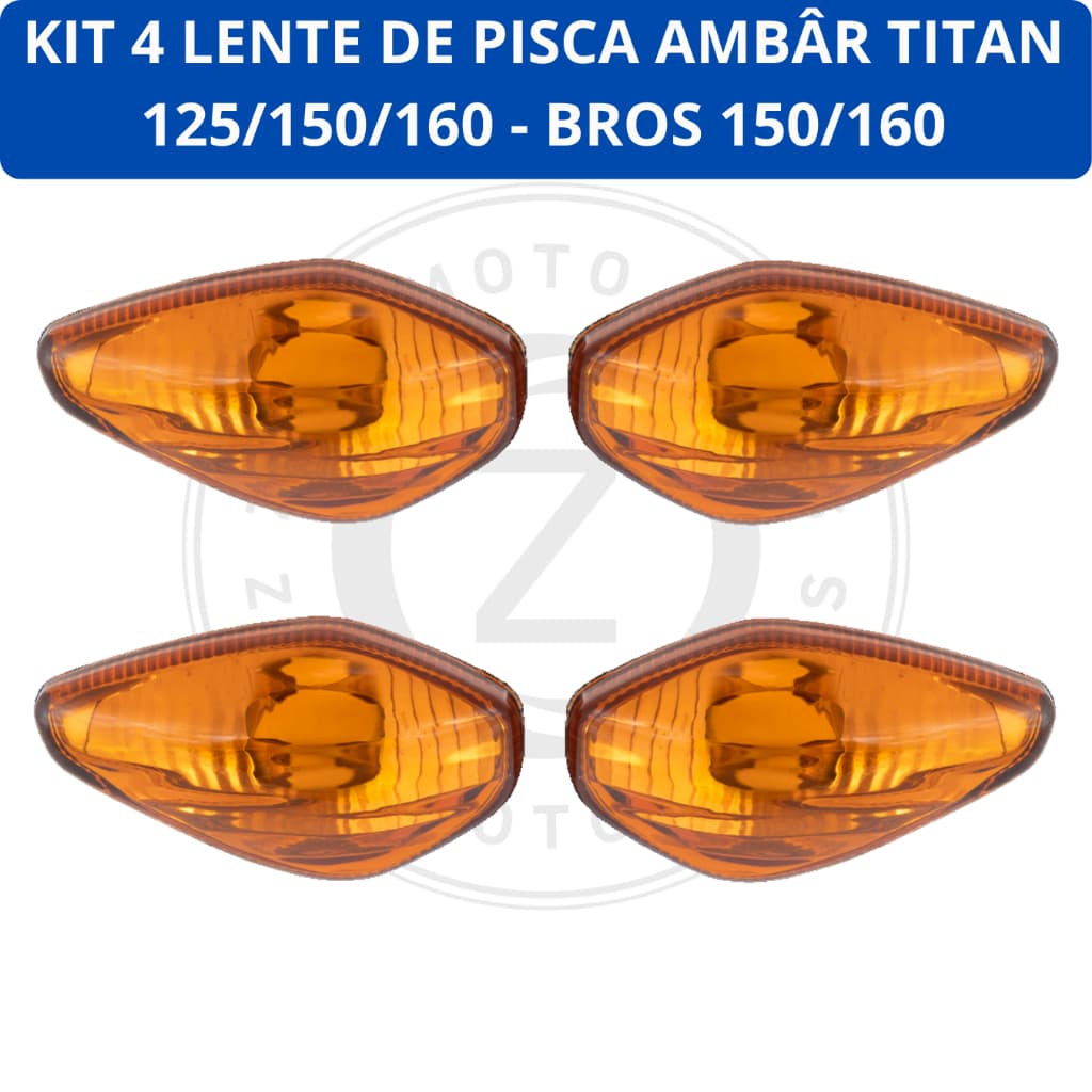 Kit 4 Lente Pisca Seta Cg Titan 125/150 Titan 160 Nxr Bros 150/160 Cbx Twister Ambâr