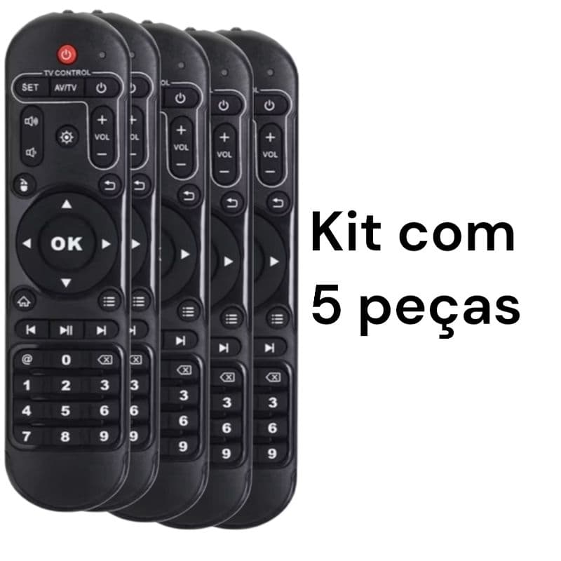 kit com 5 peças Controle Para Tv Extremo Revolution SKY-9151