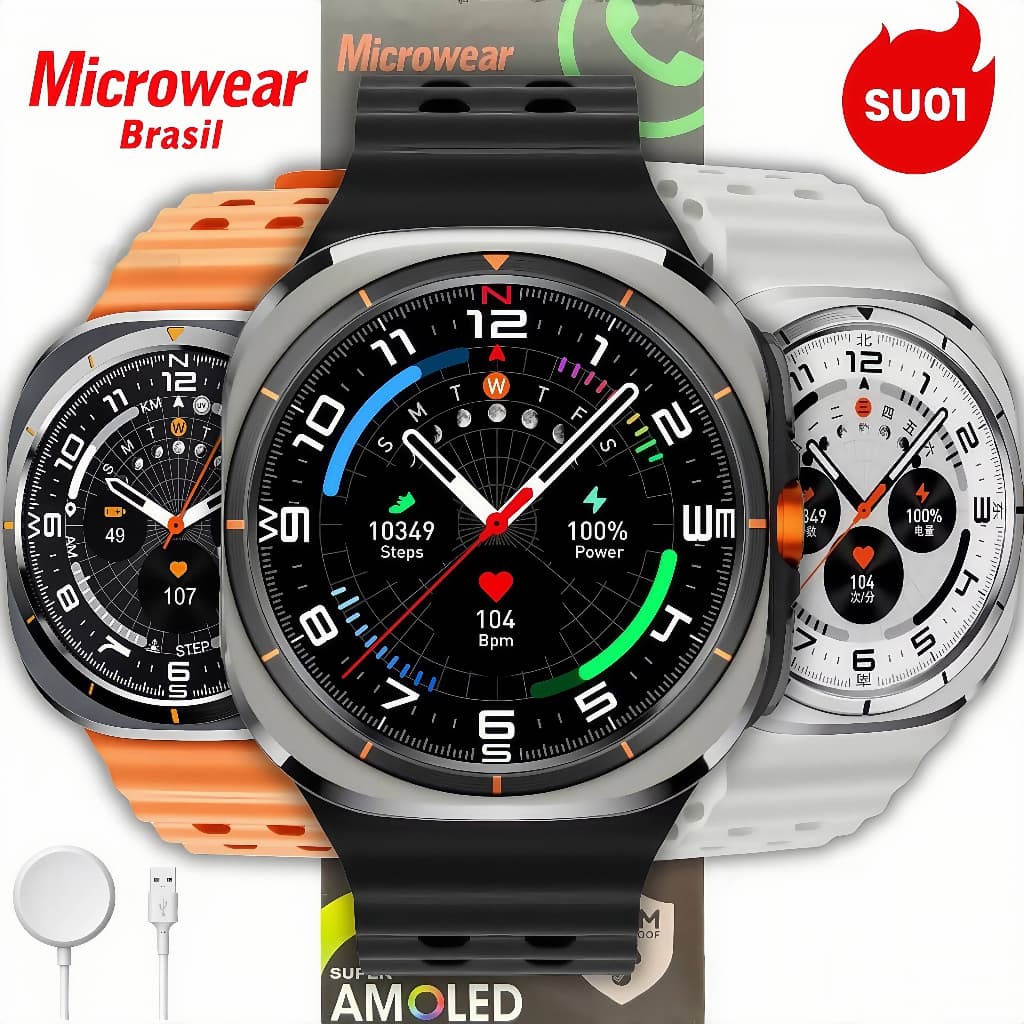 Relógio Smartwatch SU01 47mm GPS Integrado Responde WHATSAPP  TELA  AMOLED MICROWEAR