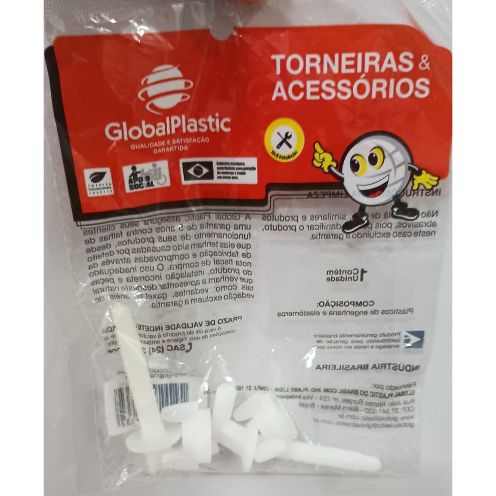 Conjunto Parafuso Fixação Assento Sanitário Universal Globalplastic