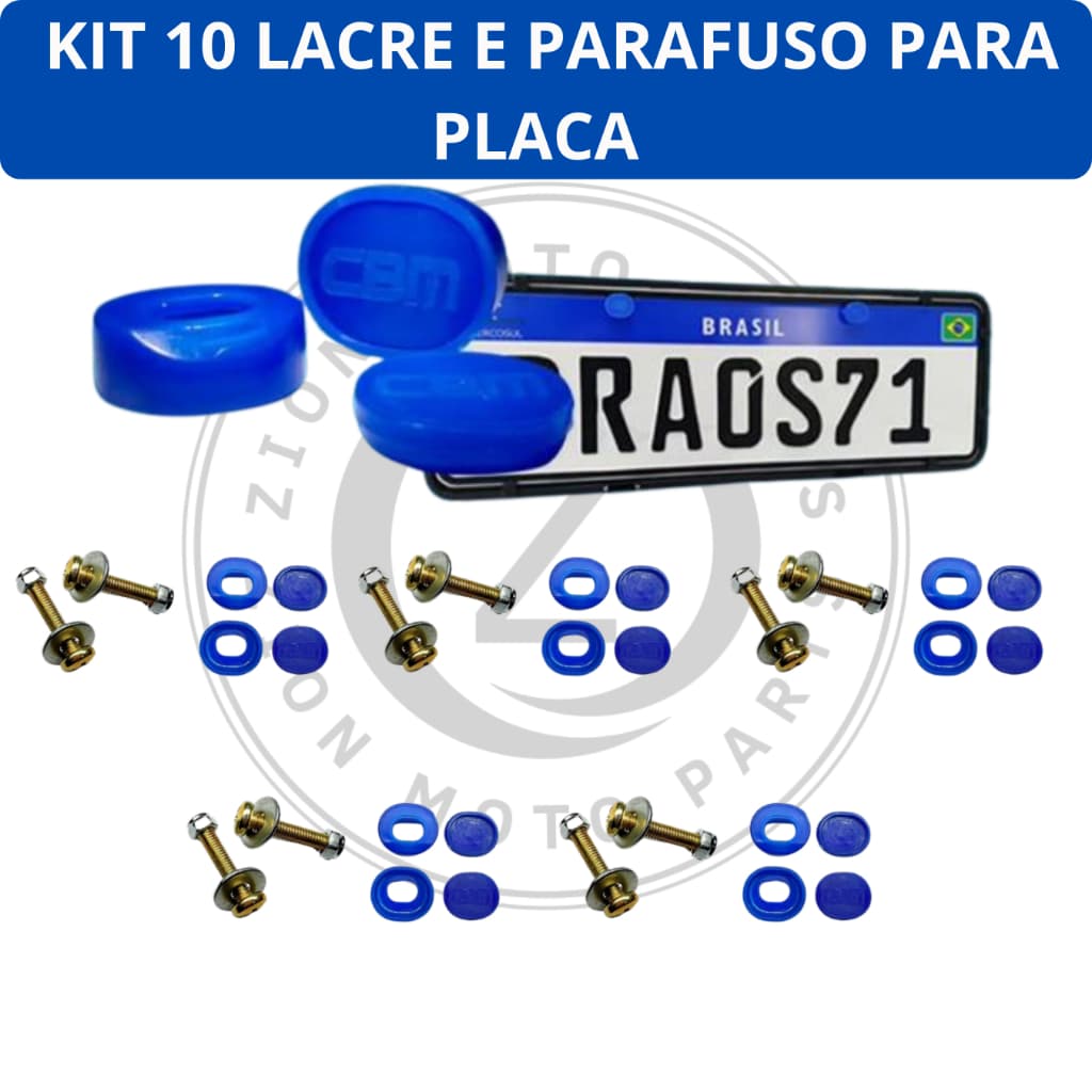 Kit 10 Lacre e Parafuso Para Placa de Moto Universal