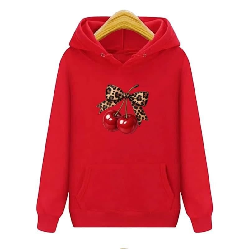 Blusa Moletom Cangurú Feminino Cereja Animal Print