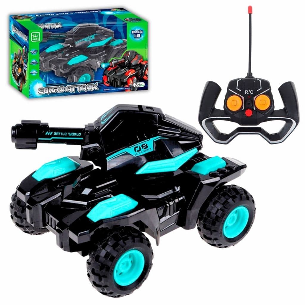Brinquedo Carrinho Controle Remoto Tanque Guerra Solta Bolinhas de Gel Recarregável
