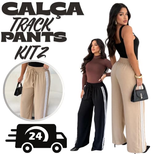 Kit 2 Calça Pantalona duna com listras laterias TrackPants
