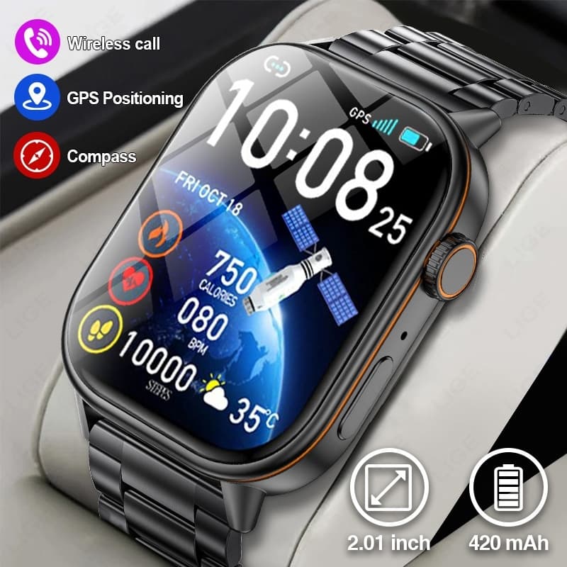 2025 Novo Esporte Relógio Inteligente Homens HD Bluetooth Chamada Unisex Pulseira Inteligente Bússola Fitness Smartwatch