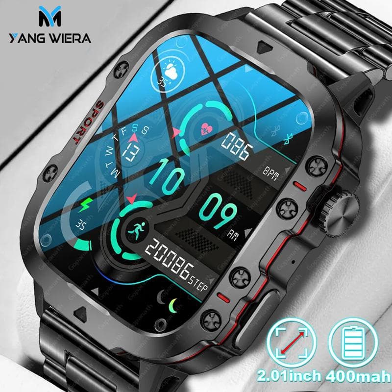 2025 New Relógios Smart watch Bluetooth homens robustos esportes militares frequência cardíaca IP67 relógio inteligente