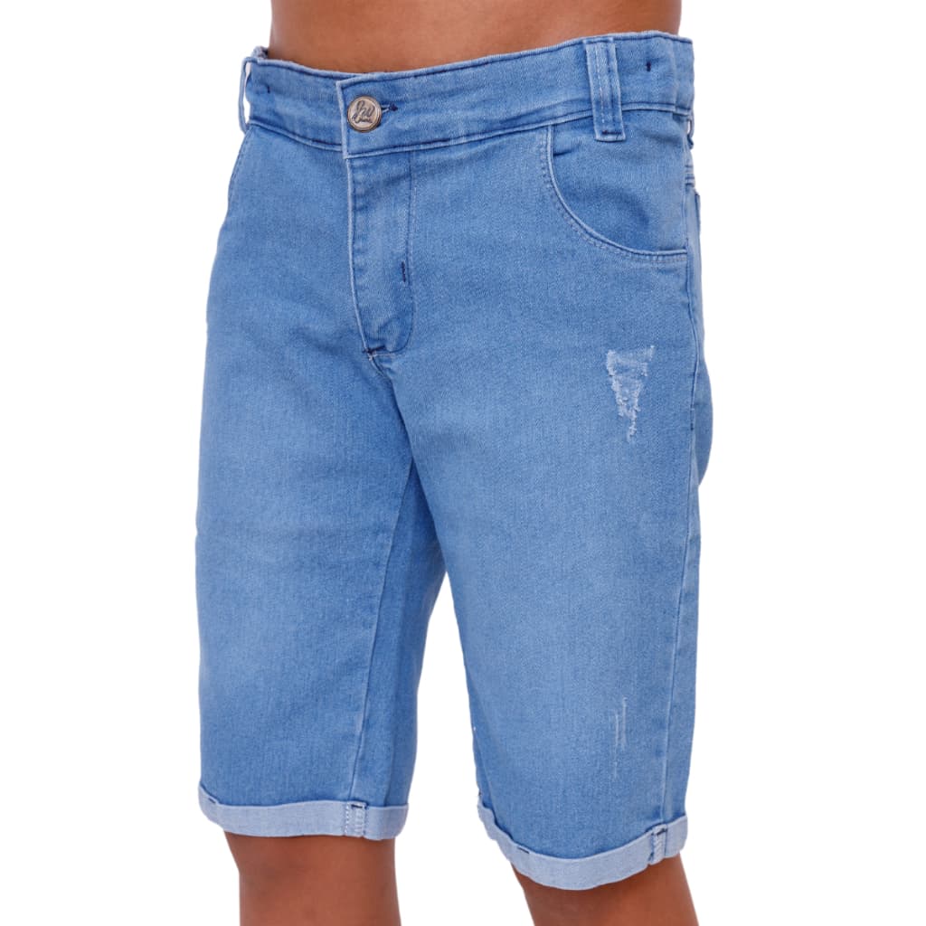 Short jeans infantil masculino juvenil bermuda